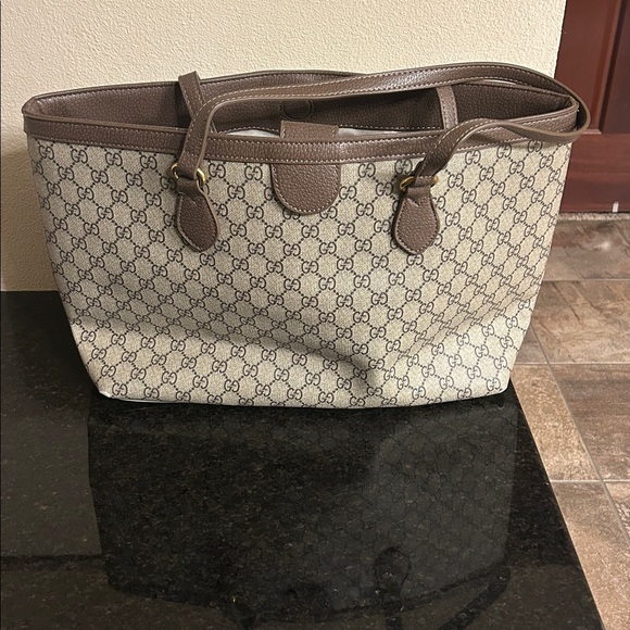 Designer Inspired Monogram Neutral Tote - Picture 3 of 4